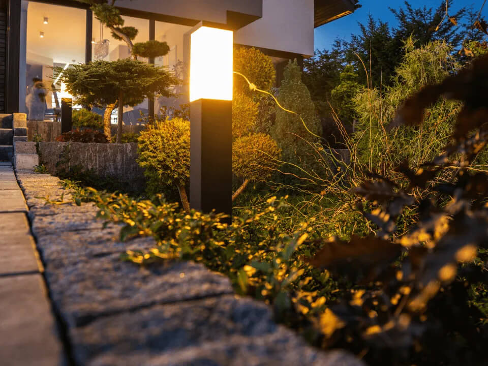 picture of outdoor lighting walkways by platinum electric rigby id electrician
